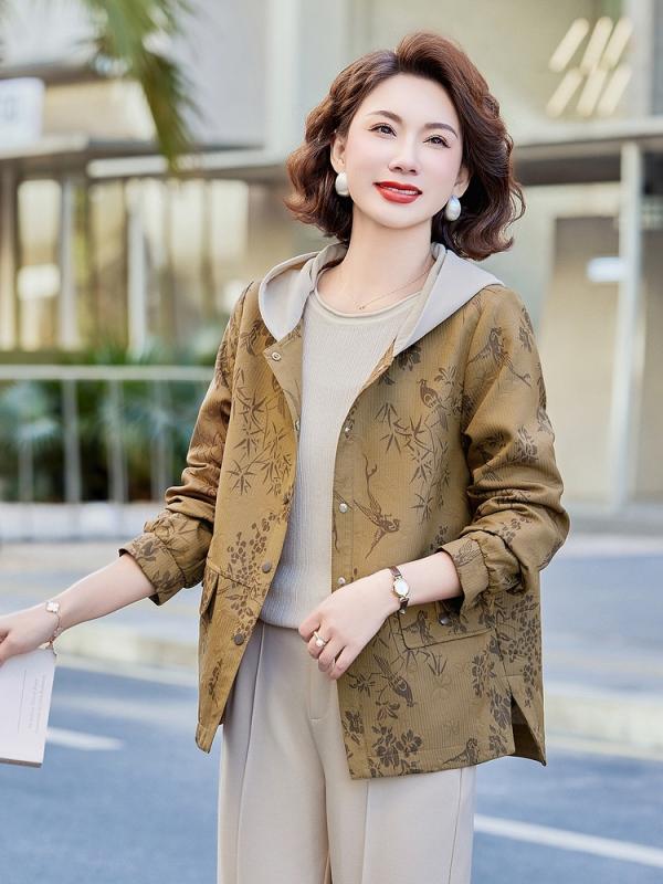御っ母さん風厚地の外套 秋冬 レディース 途轍も無い大いさ 短かめ トレンチコート 春夏 上衣 トップス 酢酸衣料繊維 スパンデックス 花柄 並み並み厚 ルーズフィット 真っただ中丈 ボンネット付き添い人 長袖 3D刷り上げる 刷り上げる処理 赤 緑 ファスナー 韓国風 心地好い 好いたらしい コート・ジャケット-レディースファッション