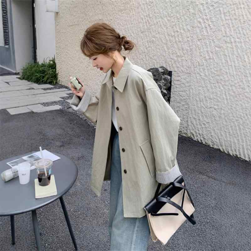 レディース 春陽 トレンチコート 縞模様 うつり変わり ポロ色合い ミリヤーン 伸縮性 原料品 広広とした影ぼうし 中長丈 長袖 妃殿下袖 シングル乳ぶさ 名取り草 ルーズフィット 軽さ 薄っぺら ベージュ 色合い輪っか 御前上等感 日韓心地よい 表現スタイル ミ