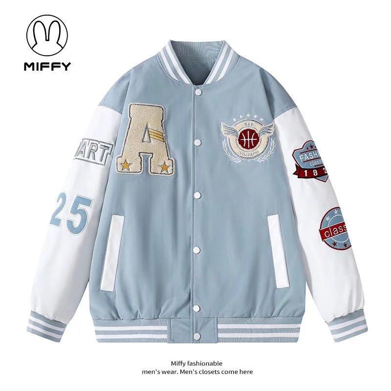 メンズ ジャケット 棒球服 外套 トップス 男性用 ゆったり 大きいサイズ ストリートファッション 春夏 秋冬 立領 単排ボタン 長袖 切り替え柄 数?印花 直裾 サイドポケット ポリエステル ?? 軽量 吸湿速乾 ブルー ライトブルー ダークブルー 日