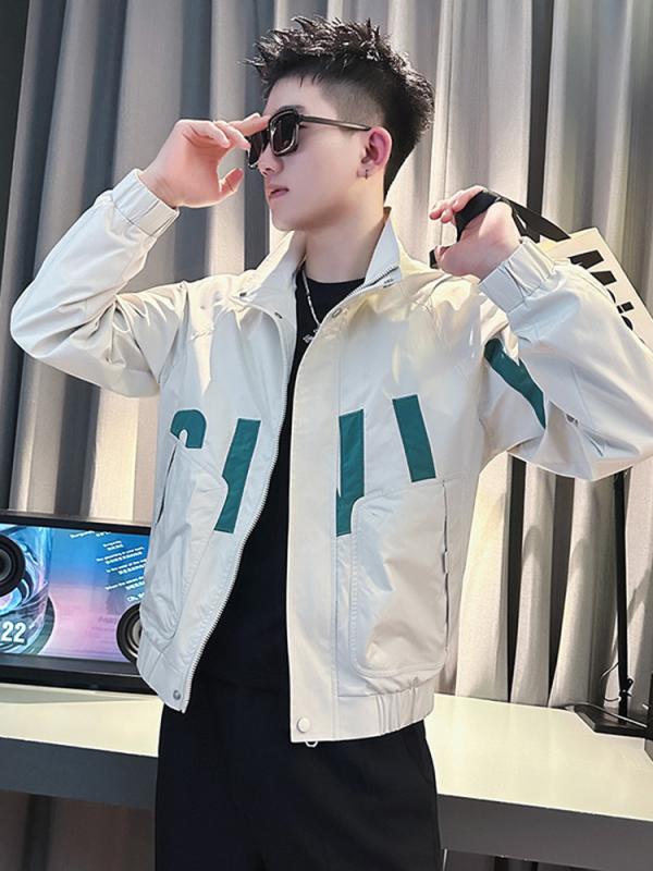 メンズ ジャケット コート 春秋 秋冬 春夏 男性用 トップス コート 立領 ジッパー スタンドカラー ワイド ルーズ フィット 長袖 フレグランス プリント 花柄 プリント 耐摩耗 ポリエステル 混紡 化学繊維 ブレンド 日常 使い 普段着 カジュアル