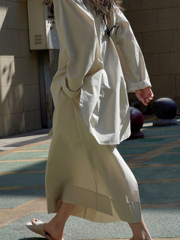スカート 女性用 春夏 コットン 半身 ミッドレングス Aライン ラフスタイル 緑 ピンク ゆったり スリム効果 切り替え 後ろスリット 日韓カジュアル 無弾性 防晒加工 ルーズフィット