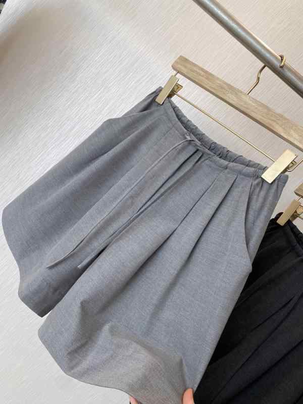 レディース 夏 ショートパンツ 抗菌 垂れ感 ハイウエスト 薄手 ポリエステル 切り替え 無弾性 灰色 ブラック 女性用 普段使い 快適 軽量 通勤 街着 デイリー ビッグシルエット カジュアル