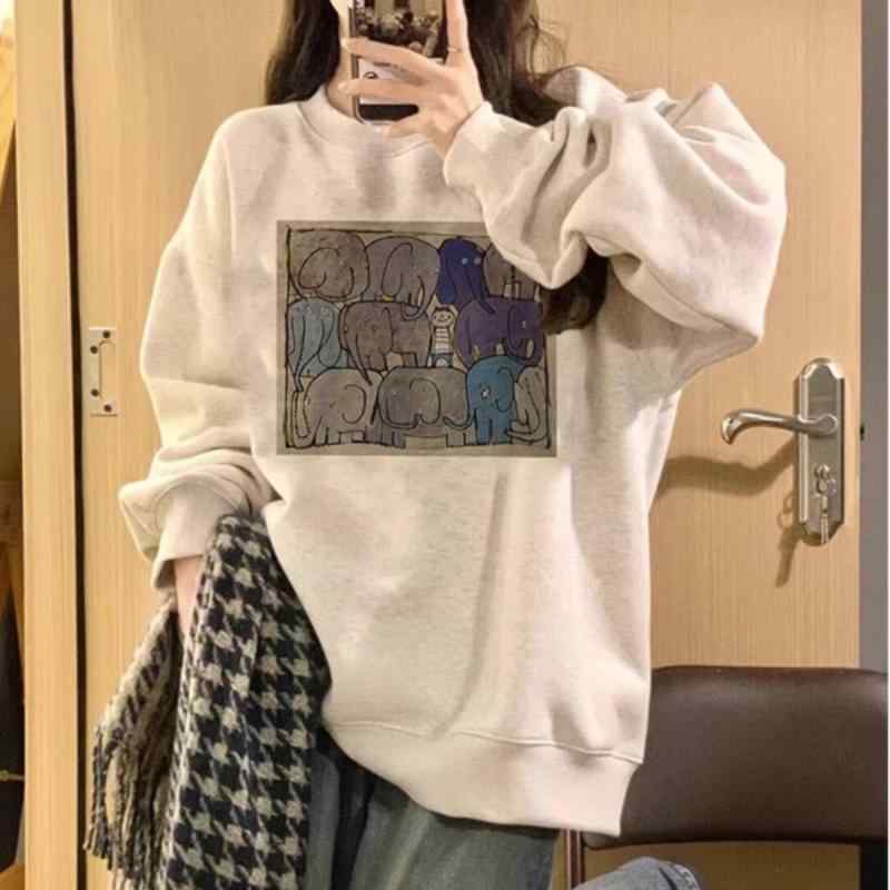 レディース スウェット トップス オーバーサイズ ビッグシルエット ゆったり ルーズフィット 春夏 秋冬 通年 長袖 丸首 薄手 コットン 綿素材 快適 吸湿速乾 デザイン プリント 花柄 漫画 カード ストリート ファッション カジュアル 普段使い 部