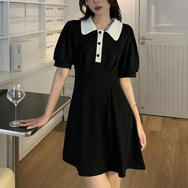 ワンピース 女性用 ピンク ブラック ポロカラー 切り替え 短袖 コットン ポリエステル Aライン ハイウエスト 夏 軽量 吸湿速乾 ゆったり かわいい 普段使い 短丈 スカート トップス 4,390円