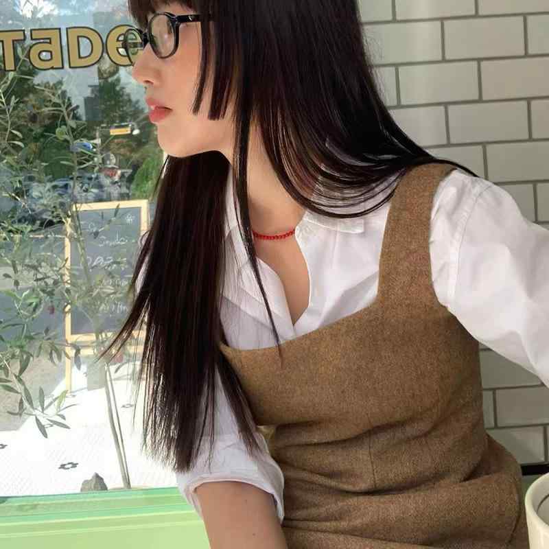 秋冬 ワンピース メンズ 無袖 長丈 背帯 スカート 韓国風 法式 レトロ 優しい ゆったり 知性 ウール 素材 純色 無地 セットアップ 単品 セット ヘッド プルオーバー ルーズ フィット ワイド 腰回り 秋 シーズン ?色 キャメル カラー 95パ|フォークBR