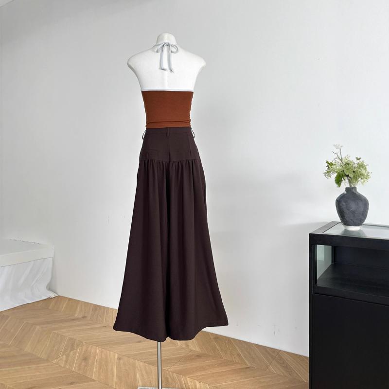 レディース ワイドパンツ ゆったり クロップドパンツ 軽量 ポリエステル 素材 微弾性 ハイウエスト ポケット プリーツ デザイン 薄手 ブラウン 通勤 スタイル カジュアル 普段使い 吸湿速乾 接触冷感 夏 シーズン 気質 シルエット 6,116円