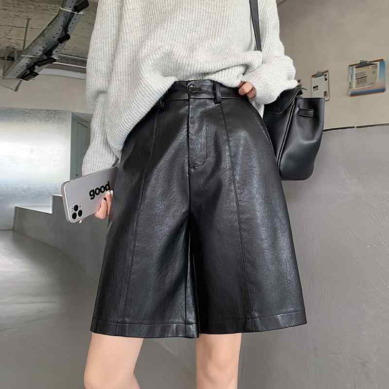 レディース スカートパンツ 春季 黒 グレー ポリエステル マイクロストレッチ ハイウエスト Aライン ワイドレッグ ミッドレングス ポケット 不対称デザイン 気質 スタイリッシュ スリム効果 軽量 普段使い ゆったりシルエット 膝丈