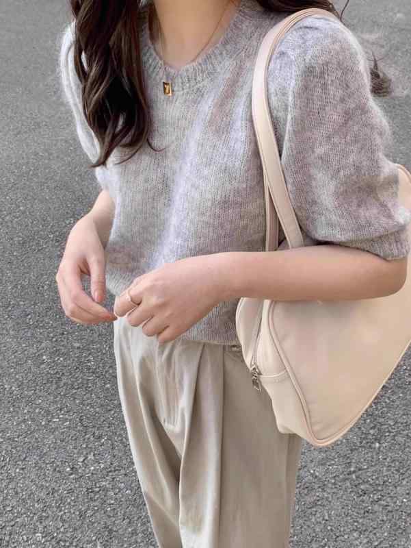 編み物 トップス お上さん用 春夏 毛糸 当たること冷感 半袖 丸首 太陽フレア捩り ゆったり か細い填まる 薄っぺら シングル セットアップ フレンチ表現スタイル 短丈 薄墨色 白いこと 黒いこと 御姉さん風 精神状態 奥ゆかしい 目あたらしい 甘め 吸湿速乾 伸縮性 軽さ 普段使い走り 通い