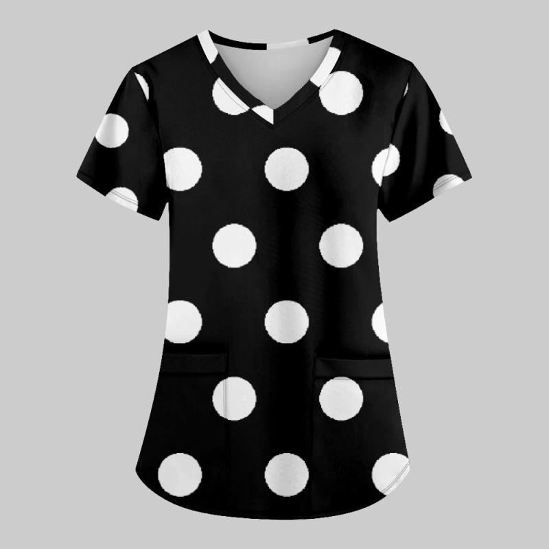レディース トップス 短袖 Tシャツ ゆったり ルーズフィット Vネック 3D プリント 柄 インナー インポート スタイル ポリエステル 素材 気質 通勤 快適 日常使い 春夏 マルチカラー