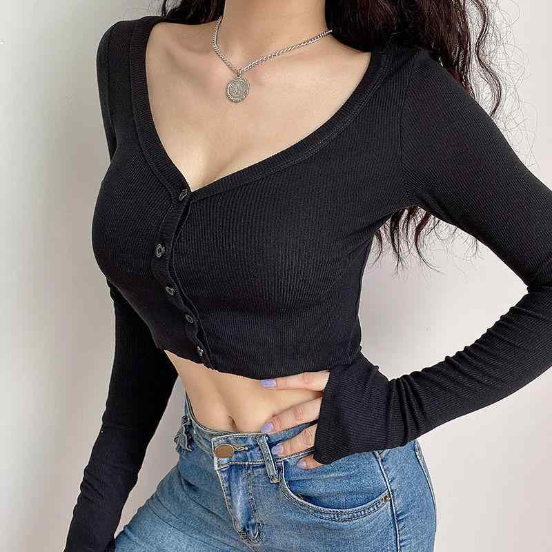 レディース Vネック ニット トップス シャツ カーディガン 修身 スリムフィット ボタン 開襟 長袖 短丈 Tシャツ 綿 ポリエステル 純色 セットアップ ニット加工 ブラック グレー ホワイト 日常使い 軽量 伸縮性 セクシー かわいい 日韓カジュア