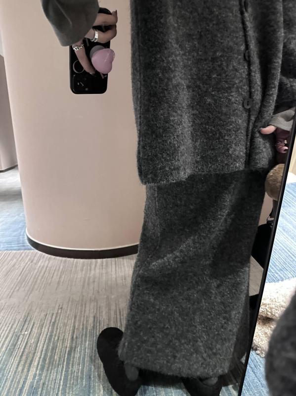編み物 セットアップ 亭主もち用 ラグジュアリーニット 丸首プルオーバー 長袖 伸縮性 酉の方角天然ゴム 真っただ中丈 スコート 仕掛ける 通い表現スタイル 薄墨色 秋冬 優しいこと その他-トップス