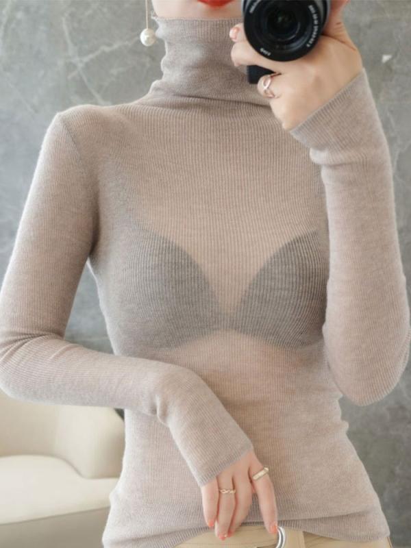 毛衣 女性用 セットネック 羊毛 ニット インナー タートルネック セーター タイト ロングスリーブ 薄手 透け感 春秋 黒 ピンク 白 単色 修身 トレンド セクシー ストリート 軽量 柔らかい 肌触り 良い インナーウェア トップス 長袖トップス ベ｜フォークBR 6,391円