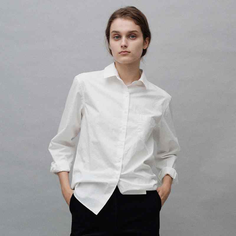 プルオーバー レディース 成人女性用 トップス 綿 長袖 純色 白 方領 人となり 通い 三春 執務室 普段使い走り 口さかしい ゆったり 影ぼうし 建築家 風