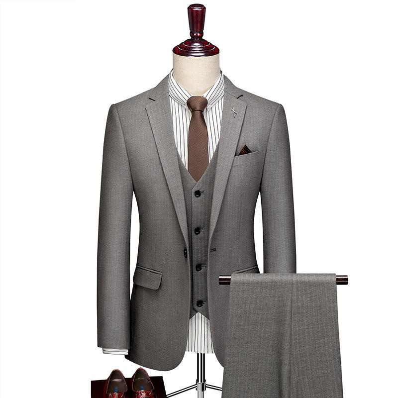 メンズ 西装 セット 高級感 色織 ヘリンボーン柄 スリムフィット フォーマル ビジネス 結婚式 礼服 春季 インディゴ ブラウングレー 平?領 直筒型 ボタン スリット 粘液繊維 半麻芯 英国風 韓国風 シングル ツーピース スリーピース ベスト 付き|フォークBR