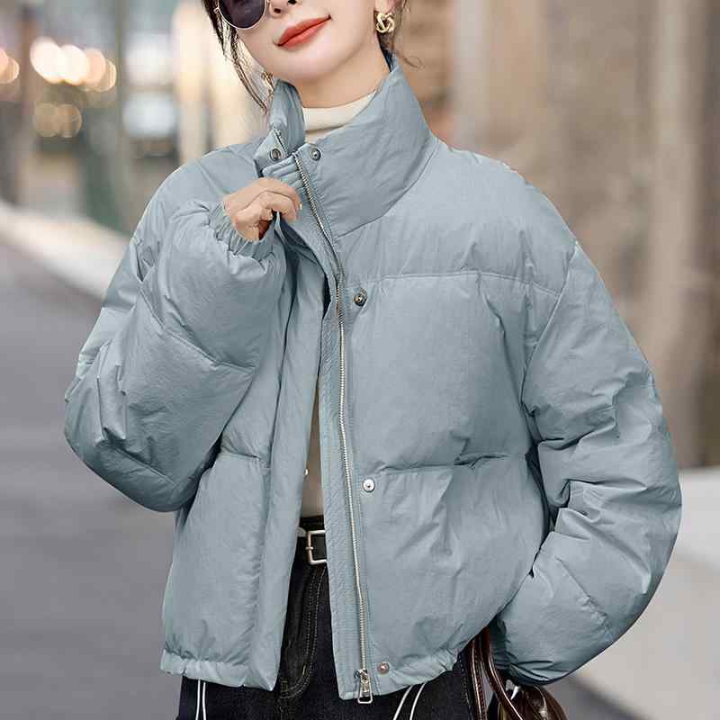 レディース 羽?服 冬 短款 立? ?松 抽? 保暖 白?? 落ち込む上衣 ポリエステル 朦々たる ファスナー 韓国風 休? 青味 赤銅色 ベージュ 役立つこと性 軽さ 情の籠もった 秋冬 厚地の外套 上衣 トップス 御上さん用