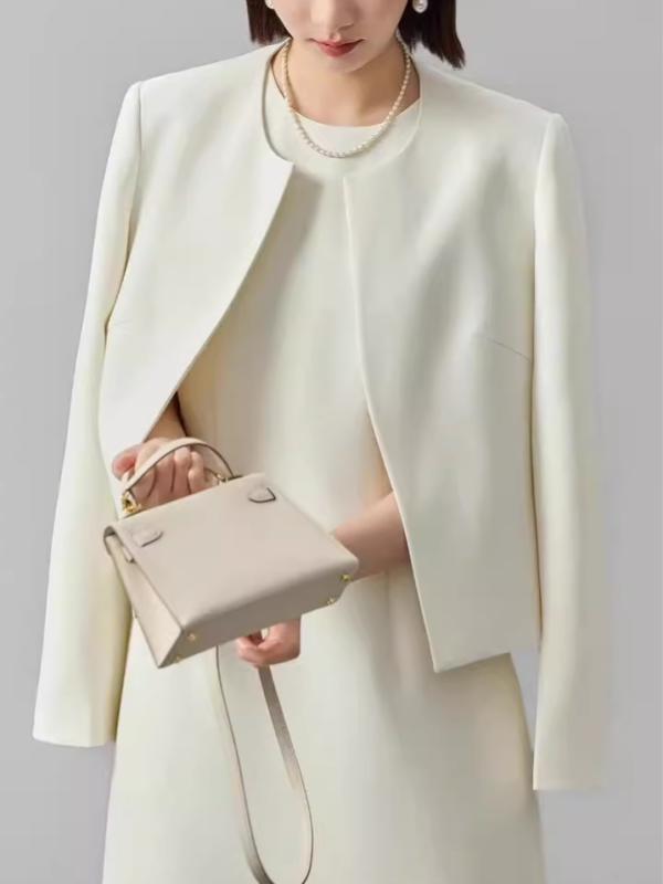 ジャケット レディース 春秋 通勤 きれい dioxane fabric short coat commuting elegant commuter style｜フォークBR