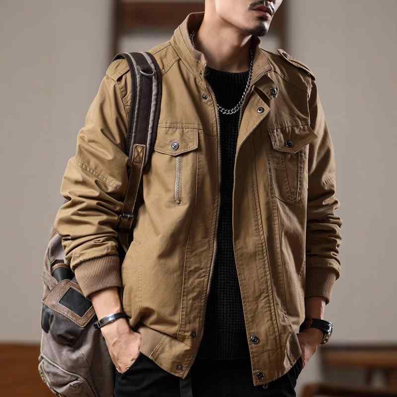 メンズ ジャケット カジュアル 工装ジャケット 綿100% 秋冬 ?松 復古 男性用 ライダースジャケット カーキ 黒 緑 黒 M L XL 2XL 3XL 4XL|フォークBR