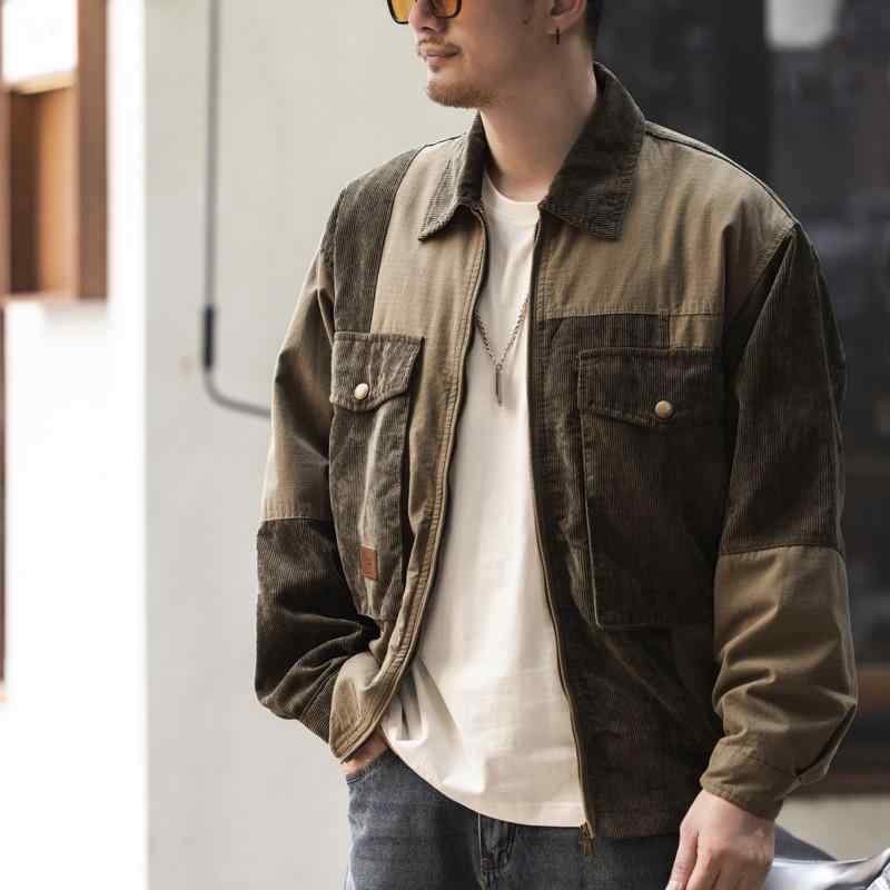 アウター ブルゾン メンズ 秋 春 ライトジャケット カジュアル おしゃれ かっこいい コットン 綿 紳士服 男性用 黒 ブラック カーキ 紺 ネイビー|フォークBR