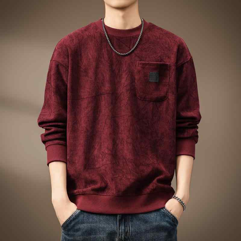 メンズ 冬用 保温 裏起毛 調教師 geometric print relaxed fit long sleeve casual base layer top