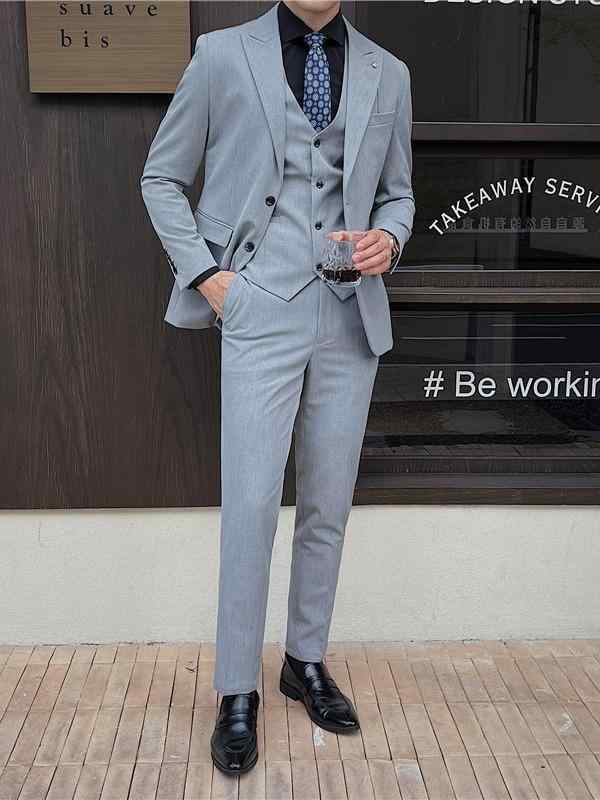 商行為背広 メンズ セットアップ 秋服 成人男性服 フォーマルスーツ 心地よい背広 スタイリッシュスーツ テーラードジャケット より良い スラックス 3点仕掛ける 黒系 深灰系 浅灰系