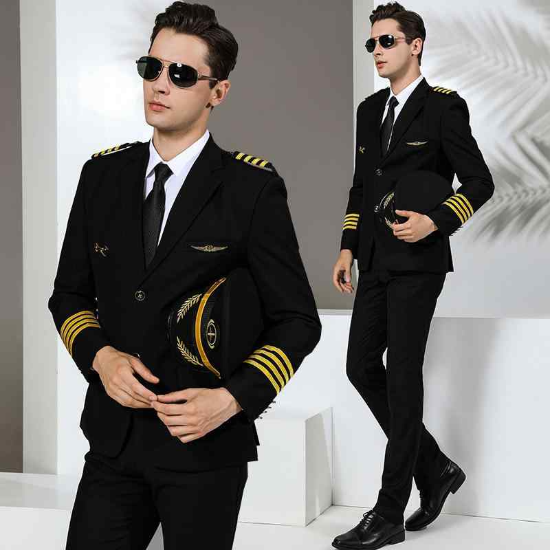 mens airline pilot uniform jacket flight suit captain air force suit performance year-end formal wear mens suit