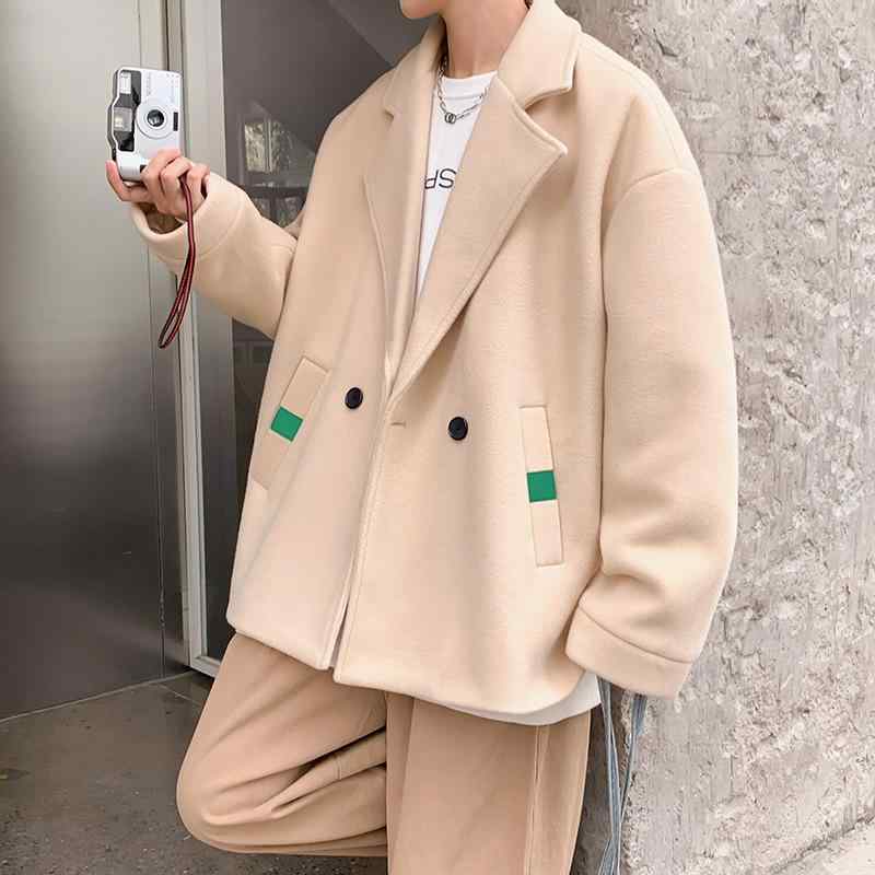 メンズ 厚地の外套 秋冬 毛織り上衣 ゆったり 馬鹿でかい大きさ 朦々たる 生あたたかい
