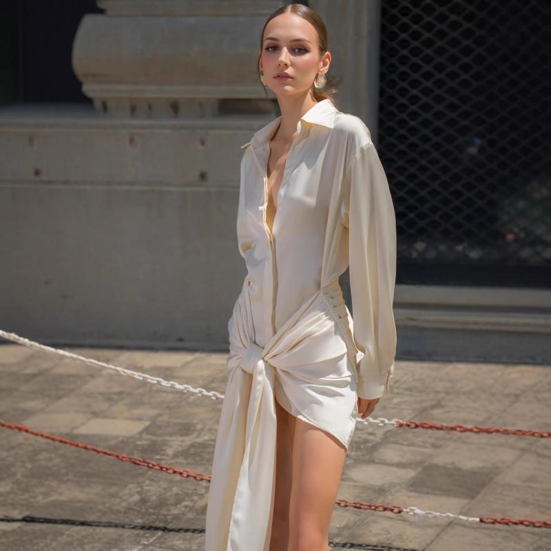 ワンピース ブラウス チュニック 高級感 エレガント きれいめ 大人っぽい ゆったり デザイン性 短めスカート｜フォークBR
