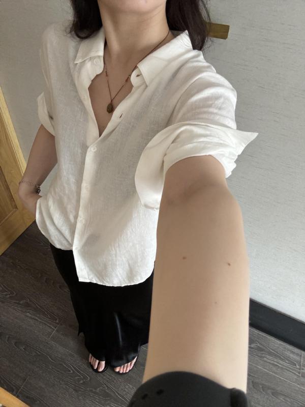 プルオーバー レディース 麻混 当たること冷感 ゆったり 休? ?麻 莱???? 白
