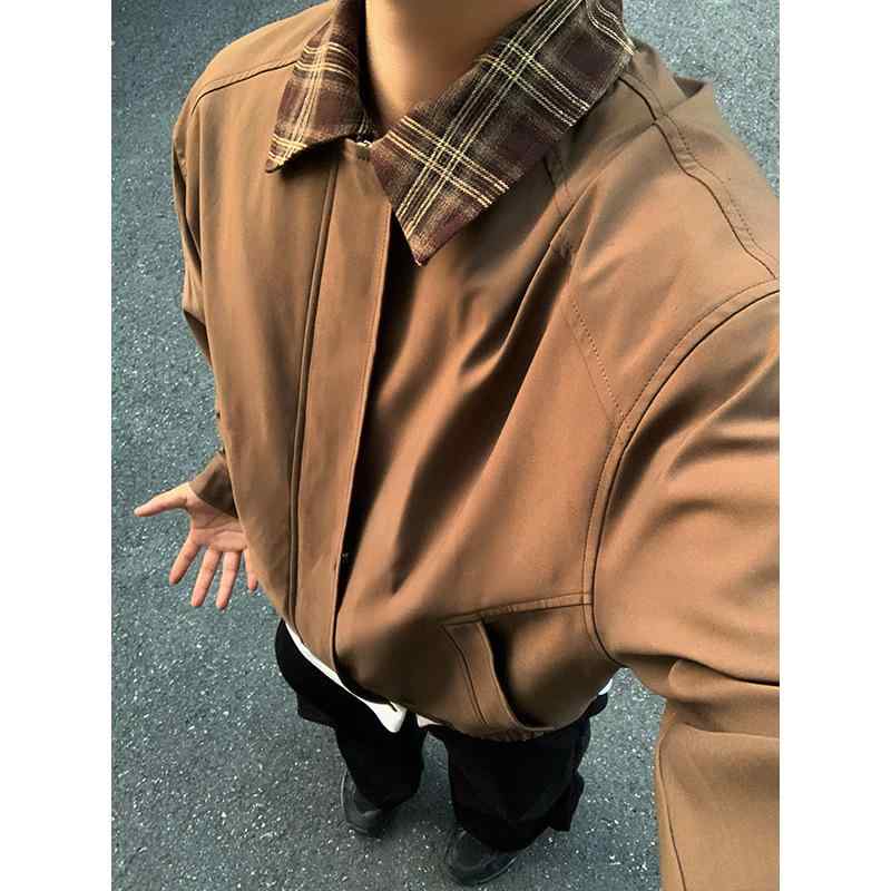 上衣 メンズ レディース ヴィンテージ風 レトロカラーブロック レトロ ジップアップ アウター 秋服