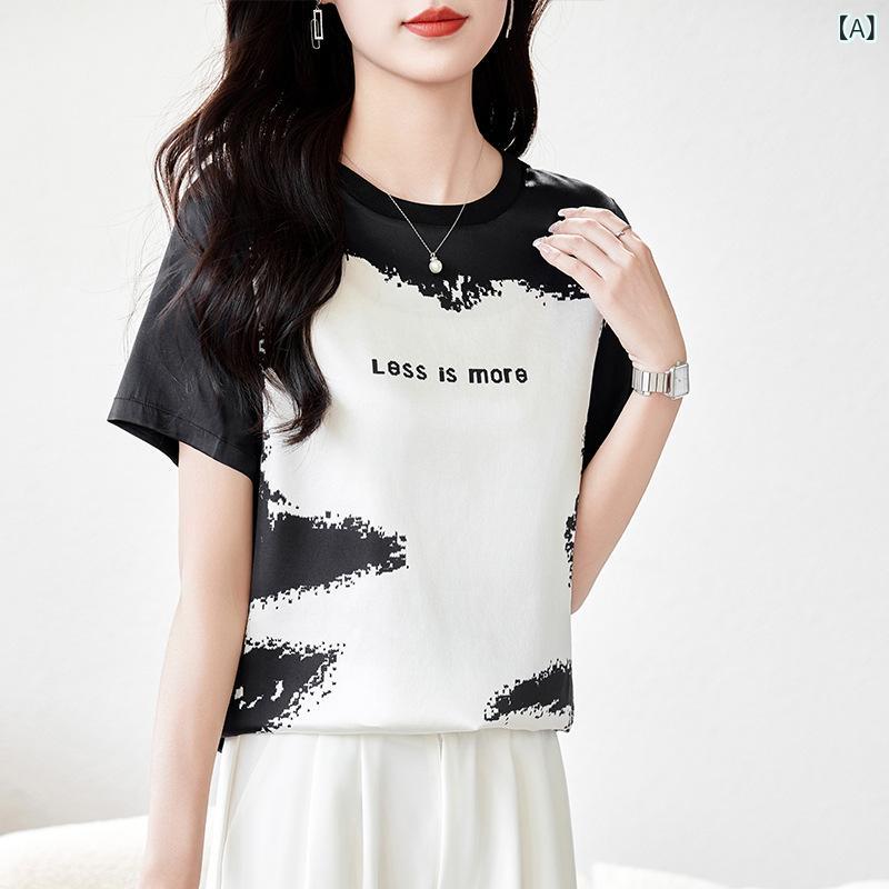 ティーシャツ レディース 地絹100% 半袖 M L XL XXL 通い 通気性 夏 通い 心地よい 通い 好いたらしいめ 通い用 通い用 普段使い走り 御前上等感