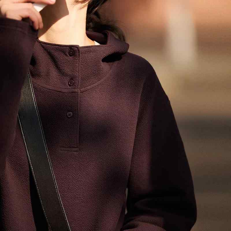 大波???風合い?帽?衣半?襟立?上張り2026三春新款女装?袖厚地の外套