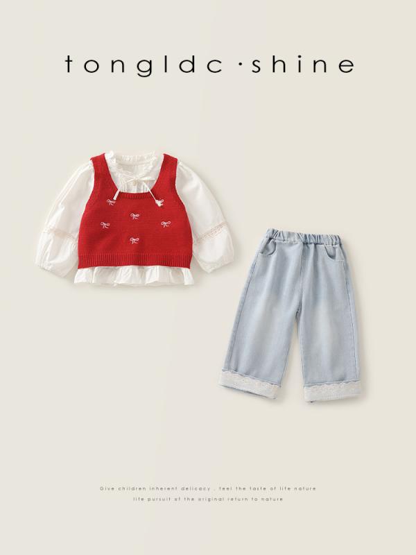 女児 子供服 セットアップ 春秋 子供服 ベビー服 シャツ ベスト ジーンズ 3点セット かわいい おしゃれ カジュアル おしゃれ かわいい 発表会 七五三 入園式 卒園式 入学式 卒業式 記念日 誕生日 プレゼント ギフト 贈り物|フォークBR