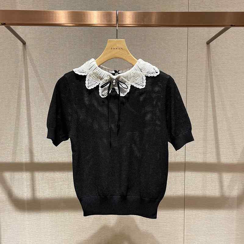 トップス 上着 黒いこと 夢見鳥? 短袖 薄款 ??衫 气? 通い