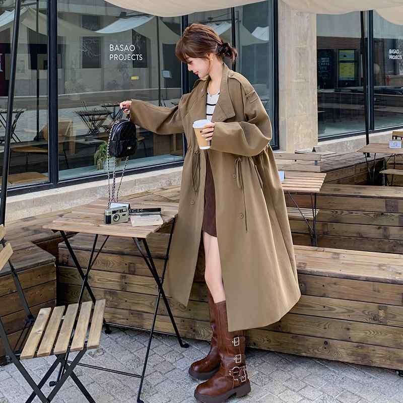 トレンチコート レディース 通い 好いたらしいめ 薄っぺら 長袖 連合王国風 アウター カーキ M L XL 2024年 秋服