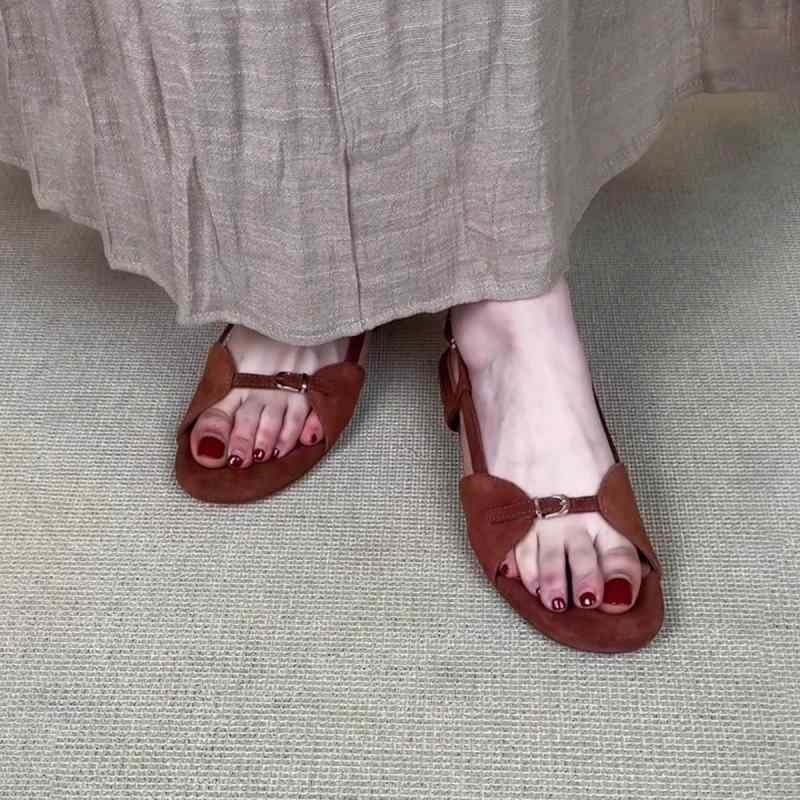 羊皮 サンダル 平べったい 置き目踵 スリッポン レディースサンダル 砂浜サンダル 平べったいサンダル 履き分かりやすい 歩き分かりやすい 今めかしい 可愛らしい 25.5糎