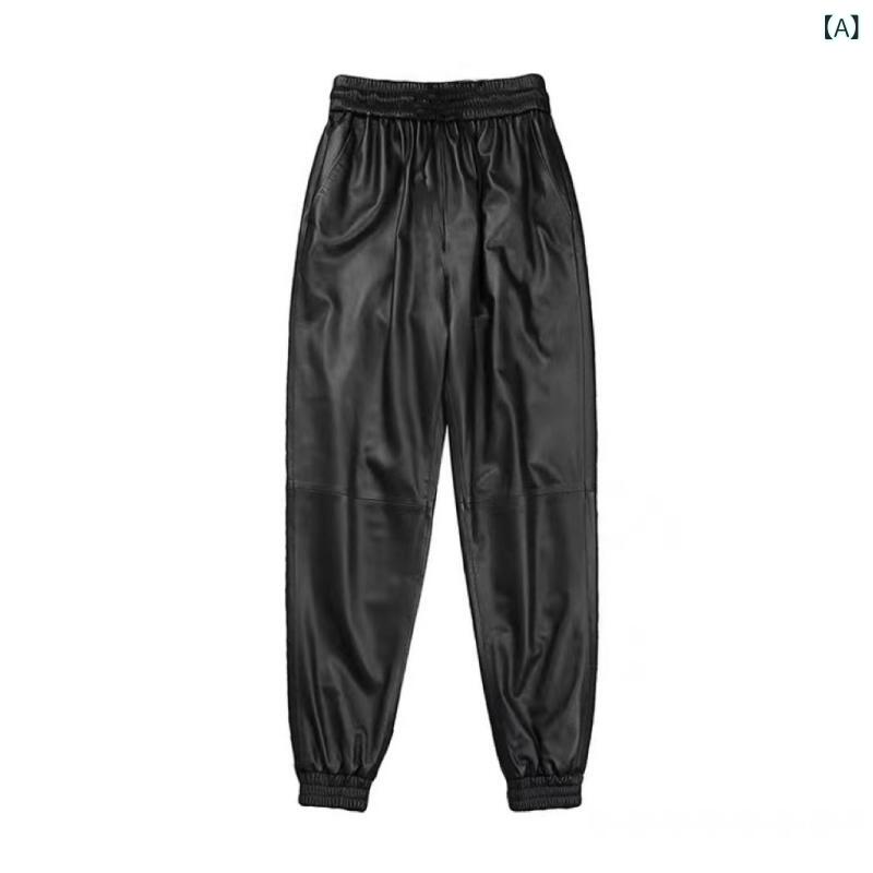 レディース 羊革ズボン下 秋冬 テーパードパンツ 心地好いズボン下 黒 M L XL XXL XXXL