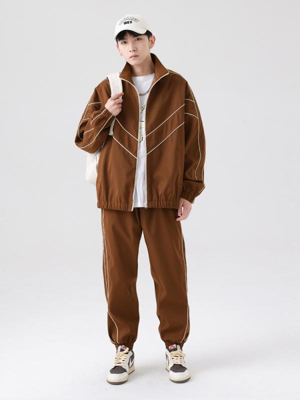 メンズ 運動すること御召しもの 長袖ティーシャツ さる股引き セットアップ 秋服 運動競技御召しもの 心地よい御召しもの 流行り物 今めかしい かっこいい 好いたらしい 通気性 軽さ 御前上等感 M L XL 2XL 3XL 4XL 5XL 黒いこと ベージュ 赤銅色