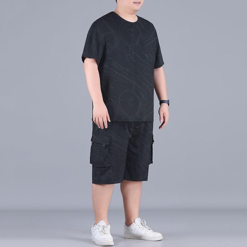 メンズ 夏服 当たること冷感 速乾 運動競技御召しもの ティーシャツ 遊撃手ズボン下 2点セットアップXL～7XL 其れ相応身の丈140～260斤