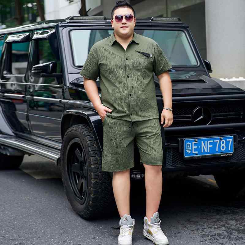 トップス セットアップ メンズ 半袖 プルオーバー 二分の一ズボン下 夏 心地よい 緑 M L XL 2XL 3XL 4XL 5XL 6XL 7XL 8XL