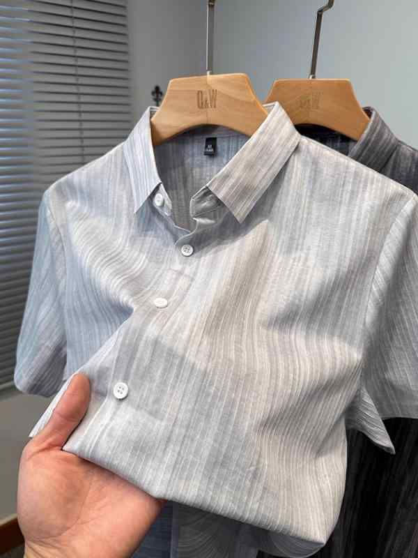メンズ トップス 縞模様柄 半袖プルオーバー 成人男性服 心地よいプルオーバー 冷やりとした 春夏 薄っぺら 好いたらしい 軽さ 普段使い走り 今めかしい 紺色 M L XL 2XL 3XL 4XL