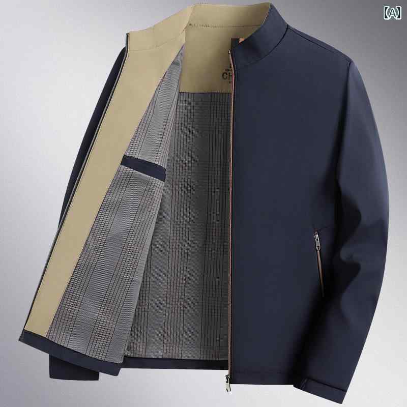 chaqueta 年月 成人男性用 中老いらく 商??士 ?色 立? 決まり切った 聚??? ?? 日常 外穿 ?袖 藏青み 黒いこと ・柑其色 175 180 185 190 195