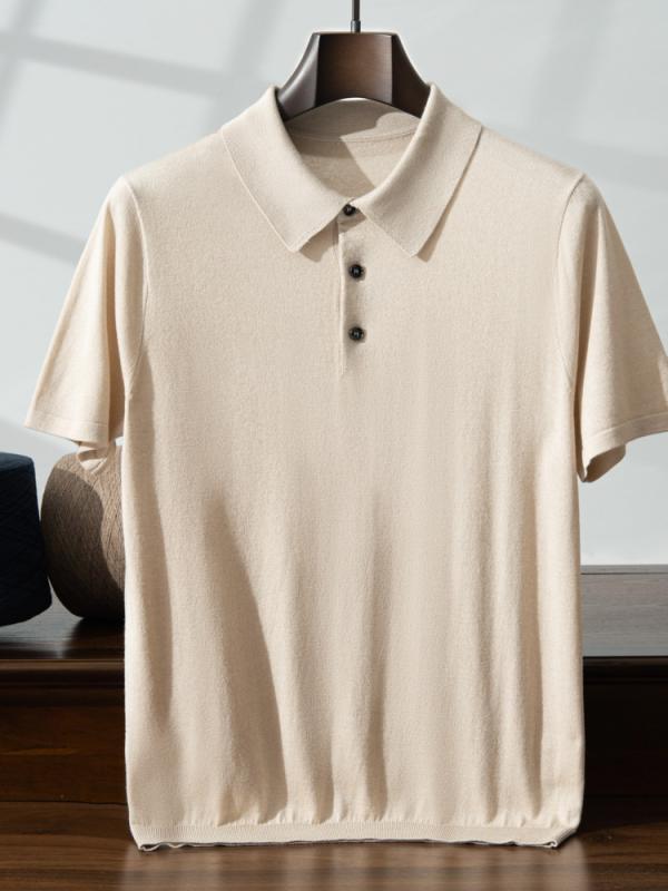 Tシャツ メンズ シルク 山羊革 薄手 半袖 ポロネック ビジネス カジュアル 春夏 紳士服 男性服 M LXL2XL3XL|フォークBR