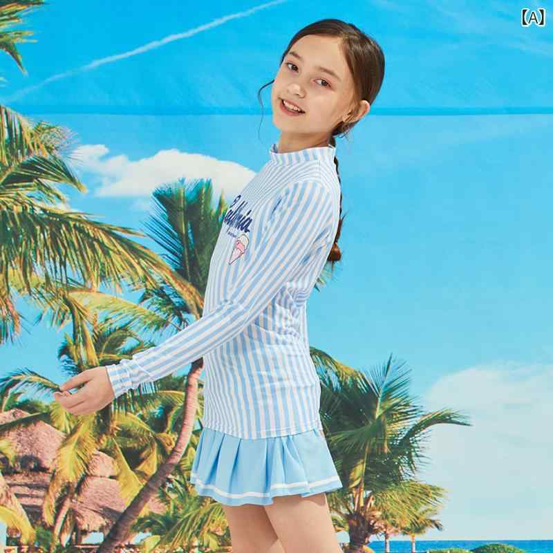 フィービー小 象 水泳着の 御嬢さんの 日焼 打ち切り 水泳着の 小わっぱの 水泳着の分 体の 長袖の フラウンスの スコートの 欧米