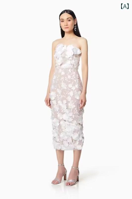 2025 春の 服 欧米の 艶っぽいな 袖 なしの 色合いの 立体の 花の 刺しゅうはお 尻を 包んで 胸の 衣装の 中で 長々しい スコートを 塗ります。