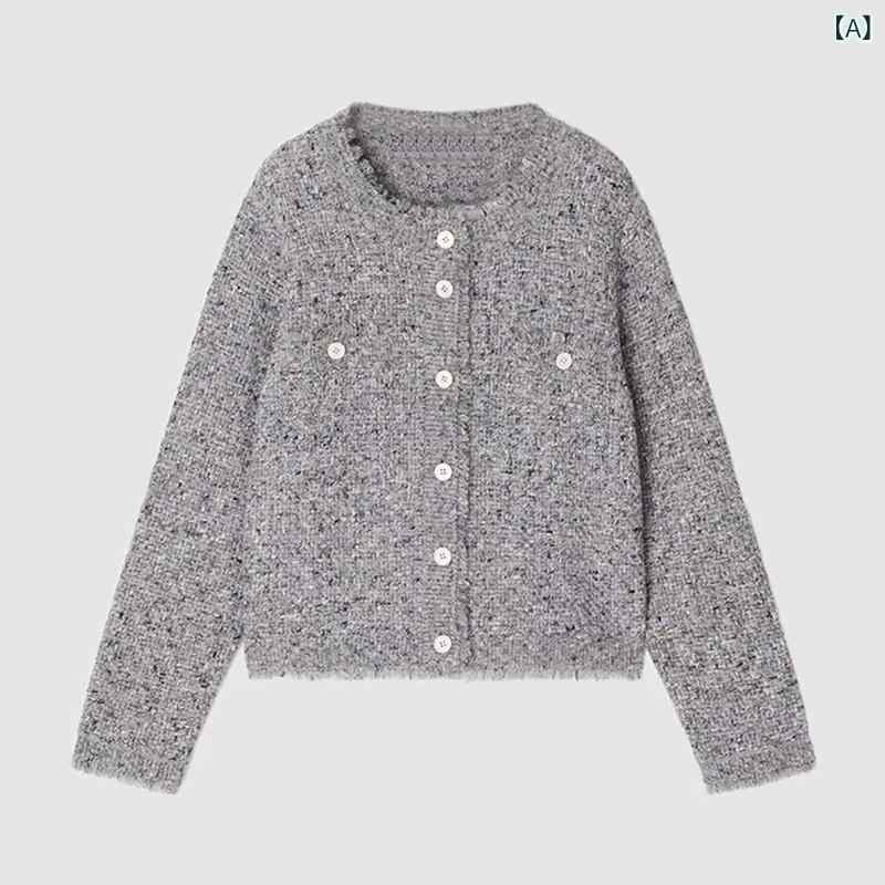 25 年 小 禾 亭主もち 服 春の 新作の 小香 風の 大ざっぱ 花です。 パステル色の 羅紗綿の 毛 混紡 編み物の ジレーの より良いの 亭主もちです。