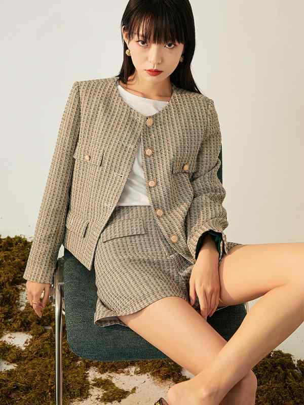 女子らしい ツィード 上衣 レディース 年月 通い 好いたらしいめかしこみ御前上等感 青写真 アウター