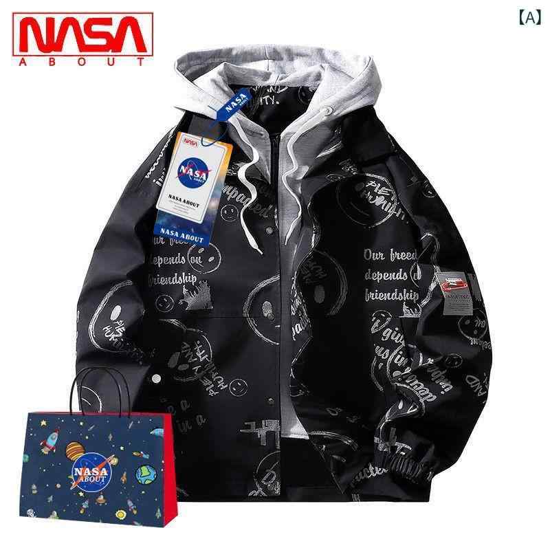 Nasa 連名 2022 秋冬 成人男性 上衣の 流行病の発生は 全ての存在 飛行機移動 士の 天鵞絨の 厚地の外套を 刷り上げる して いる