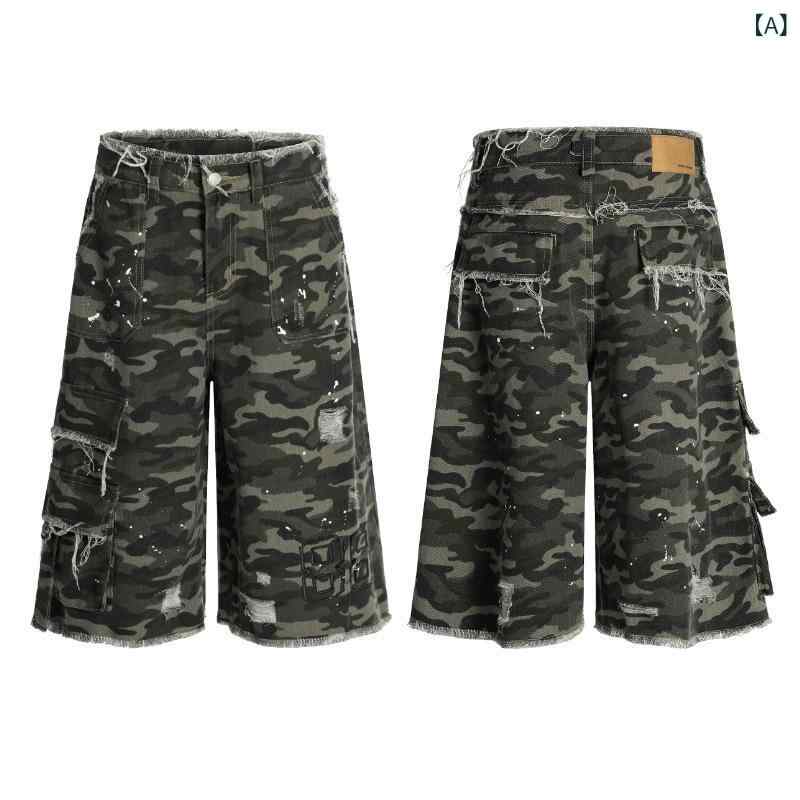 Guochao 広広とした 熱電子管 刺しゅう 擬装 心地好い さる股引き 進め方 服 ワイドレッグウールトリムデザインパーソナライズ さ れた カップルスタイルトレンディショーツ