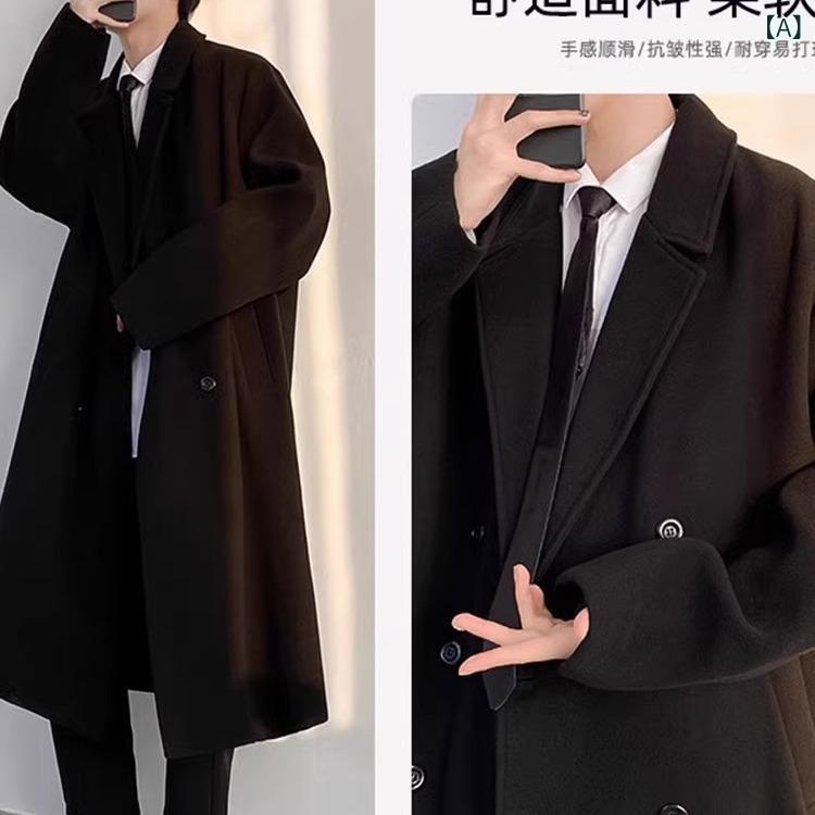 膝の 毛を 越えて いますね 厚地の外套 秋冬 背広 成人男性 韓国 版と 見目麗しい ミディアムコートの 3 書き割り