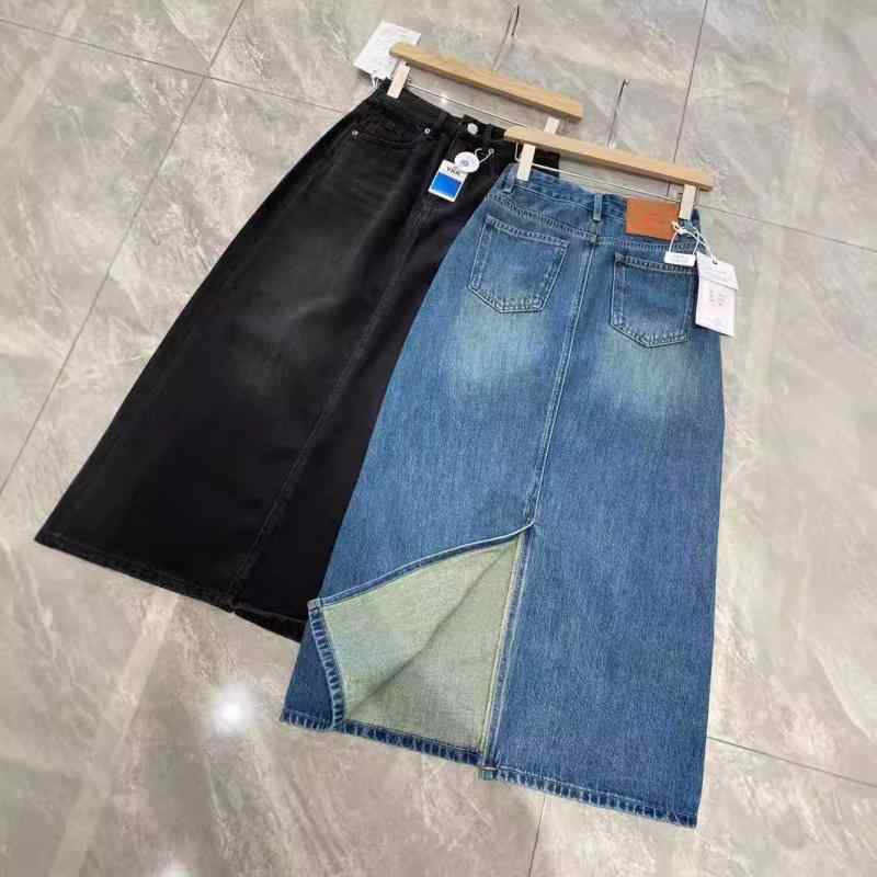 ロングスコート 亭主もち服 ジーンズスコート クジャク青碧 韓国風 ご機嫌酉の方角 引っ切りない タイトスカート 心地よい風 普段使い走り 70%-80% 綿